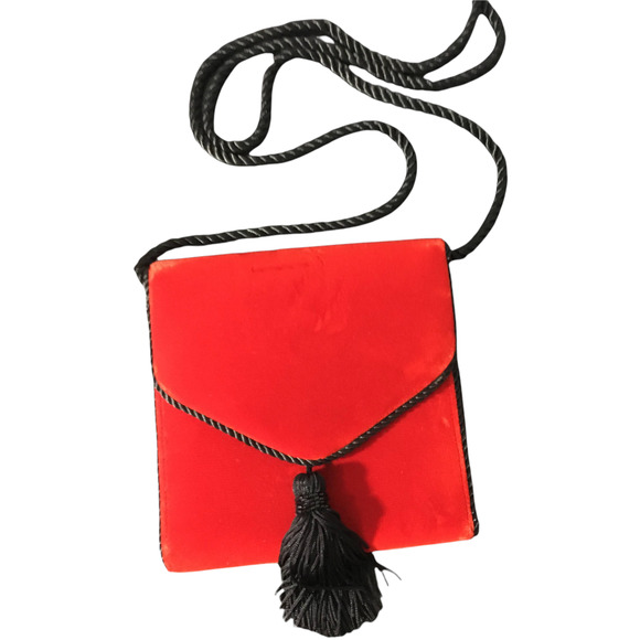 Timmy Woods Women's Red Velvet Square Envelope Shoulder Crossbody Bag/ Purse - Picture 1 of 15